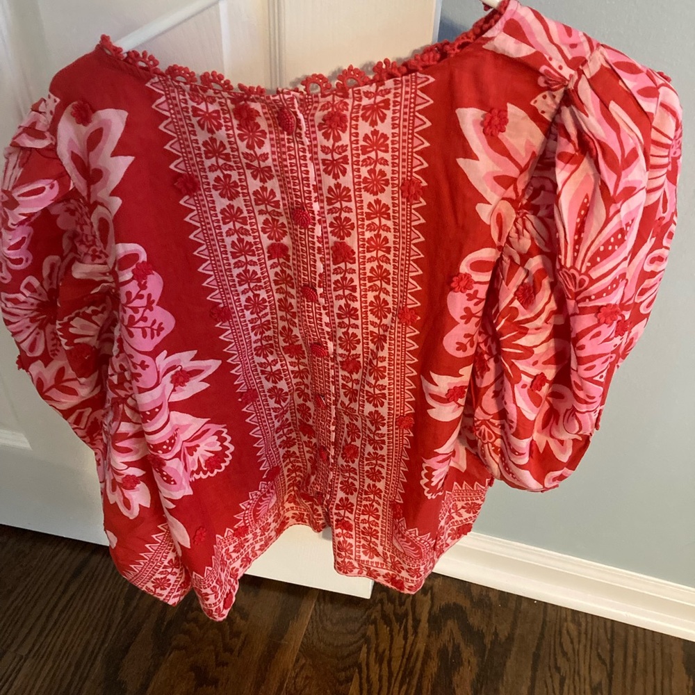 FARM Rio Red and Pink Floral Off-Shoulder Top - Picture 2 of 4